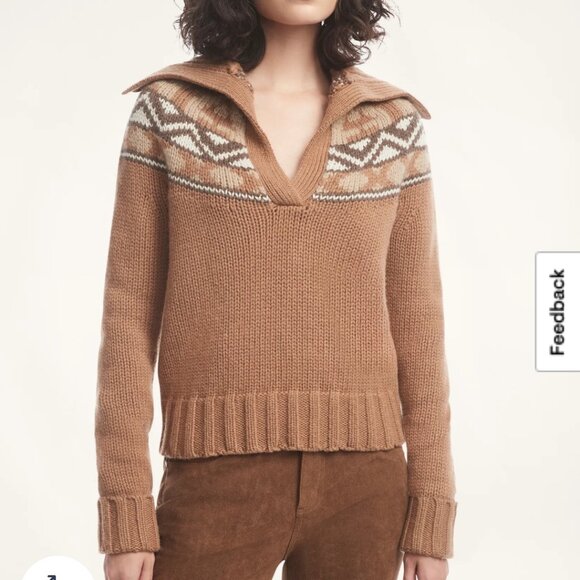 $348 Brooks Brothers Alpaca Wool Fair Isle Sweater Brown Multi Women’s SZ Small - Picture 1 of 12
